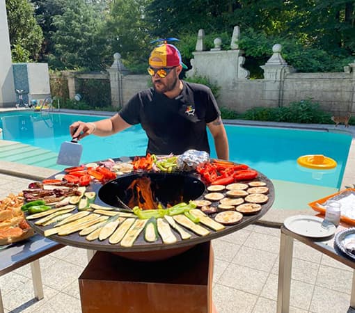 corten steel bbq grill backyard