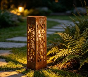 Weathering steel garden light