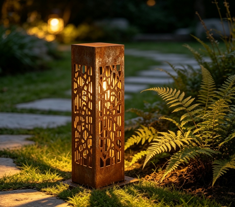 Weathering steel garden light