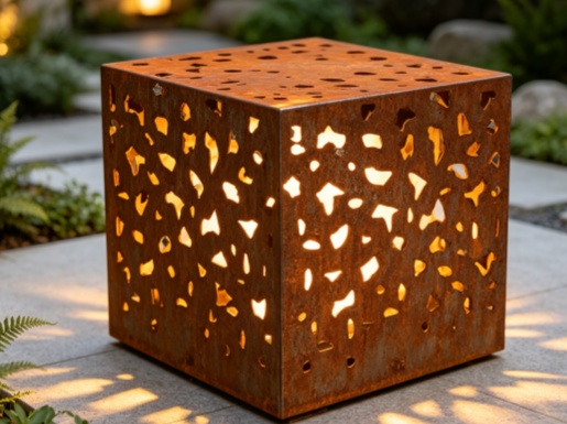 Rusted steel cube lights
