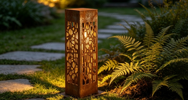 Corten steel garden lights