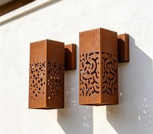Outdoor corten wall lamp