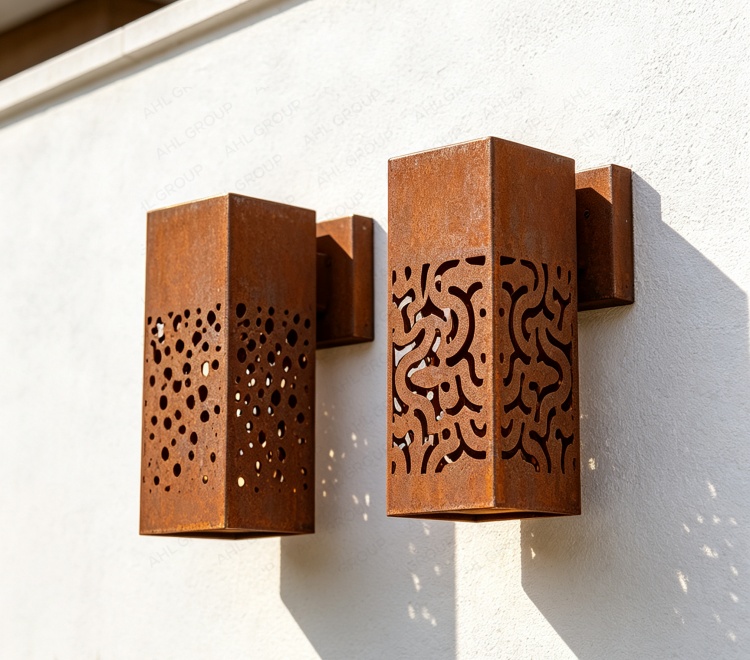 Outdoor corten wall lamp