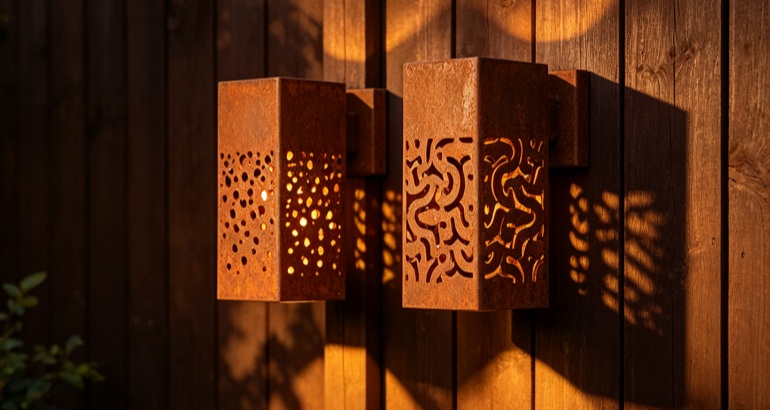 Perforated outdoor wall light