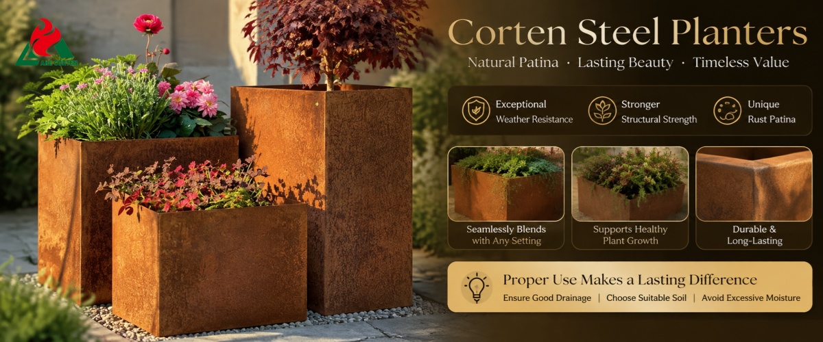 custom Corten steel planter